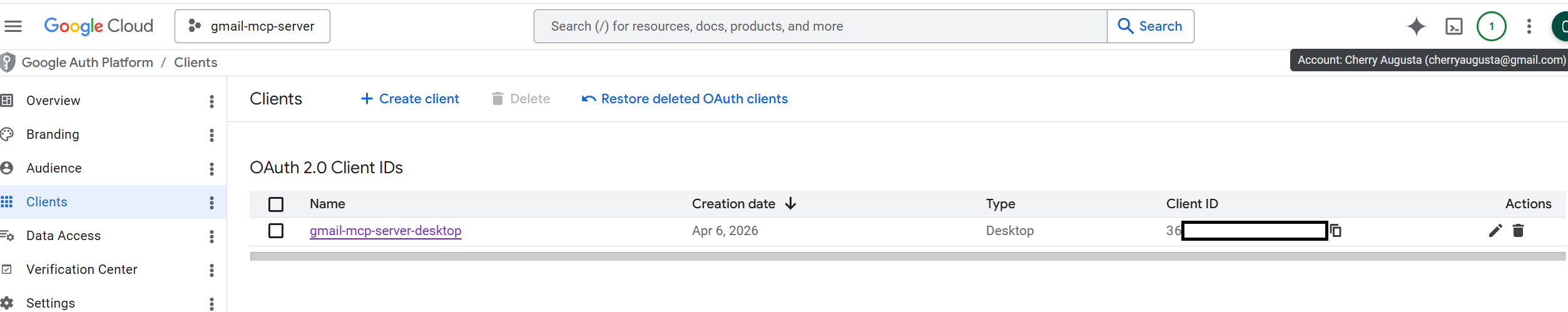 Google OAuth client configuration